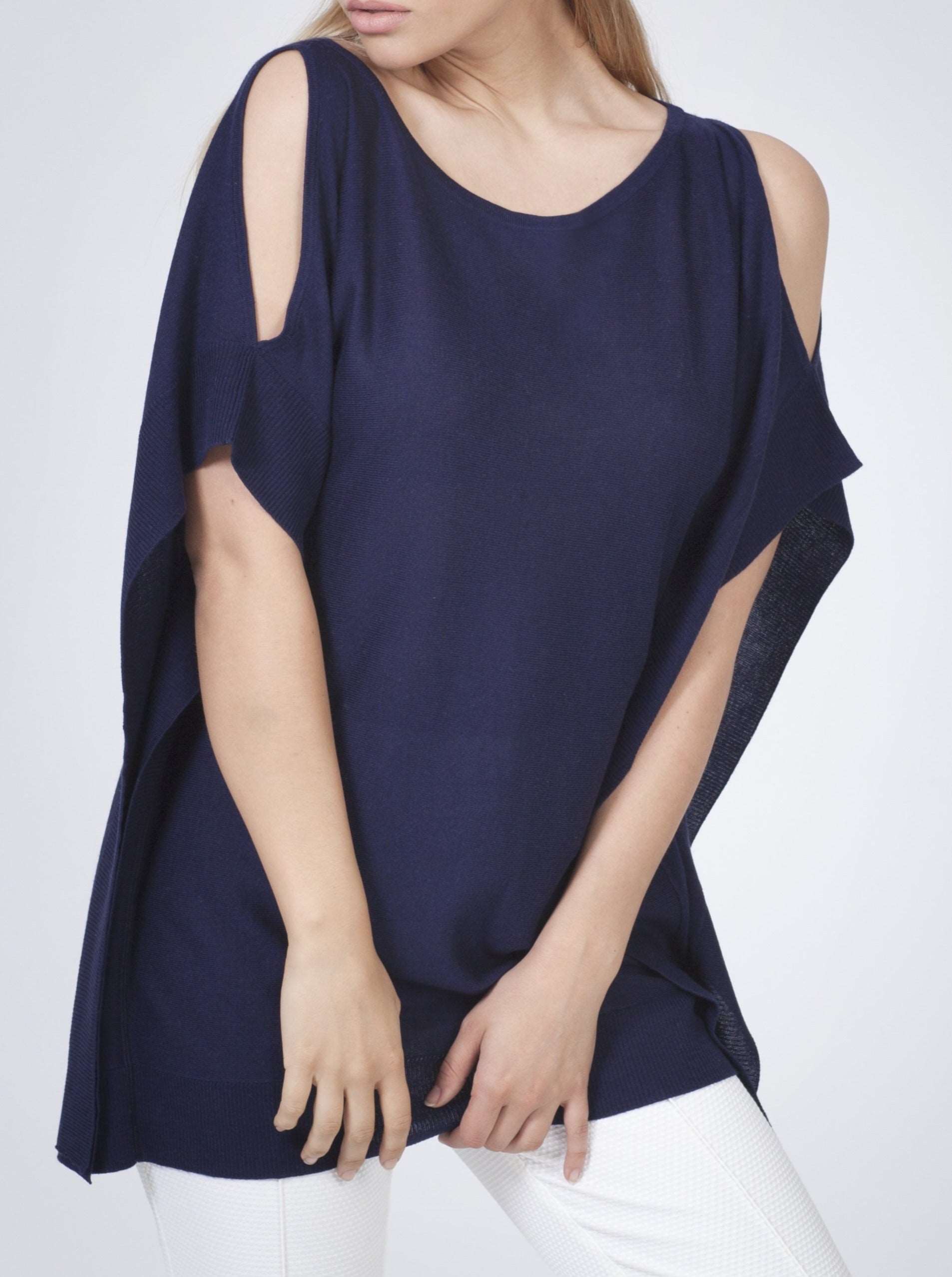 Erica Open Shoulder Silk Cashmere Relaxed Top | Belinda Robertson