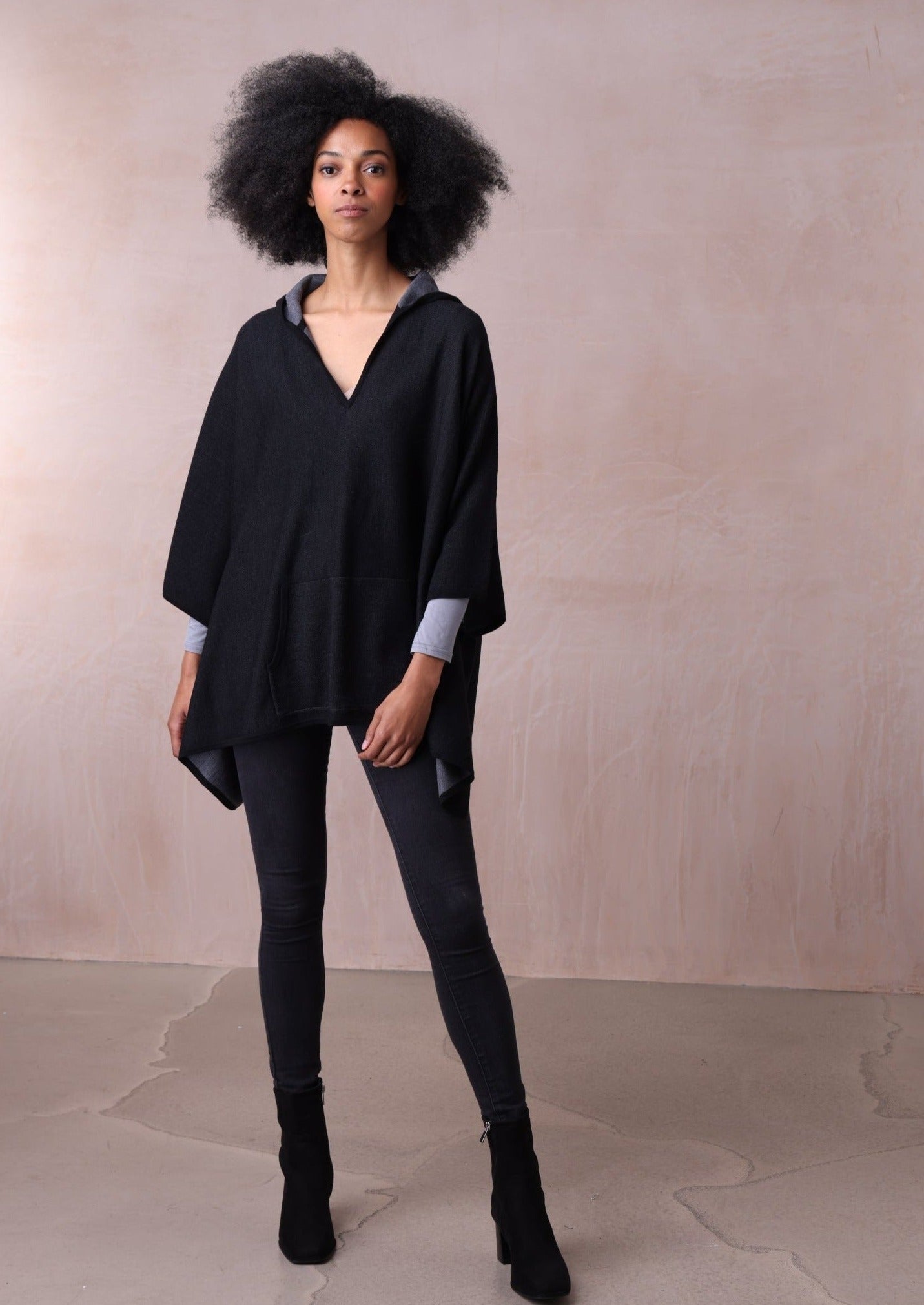 Adele Hooded Cape | Merino Sweater | 100% Merino Wool